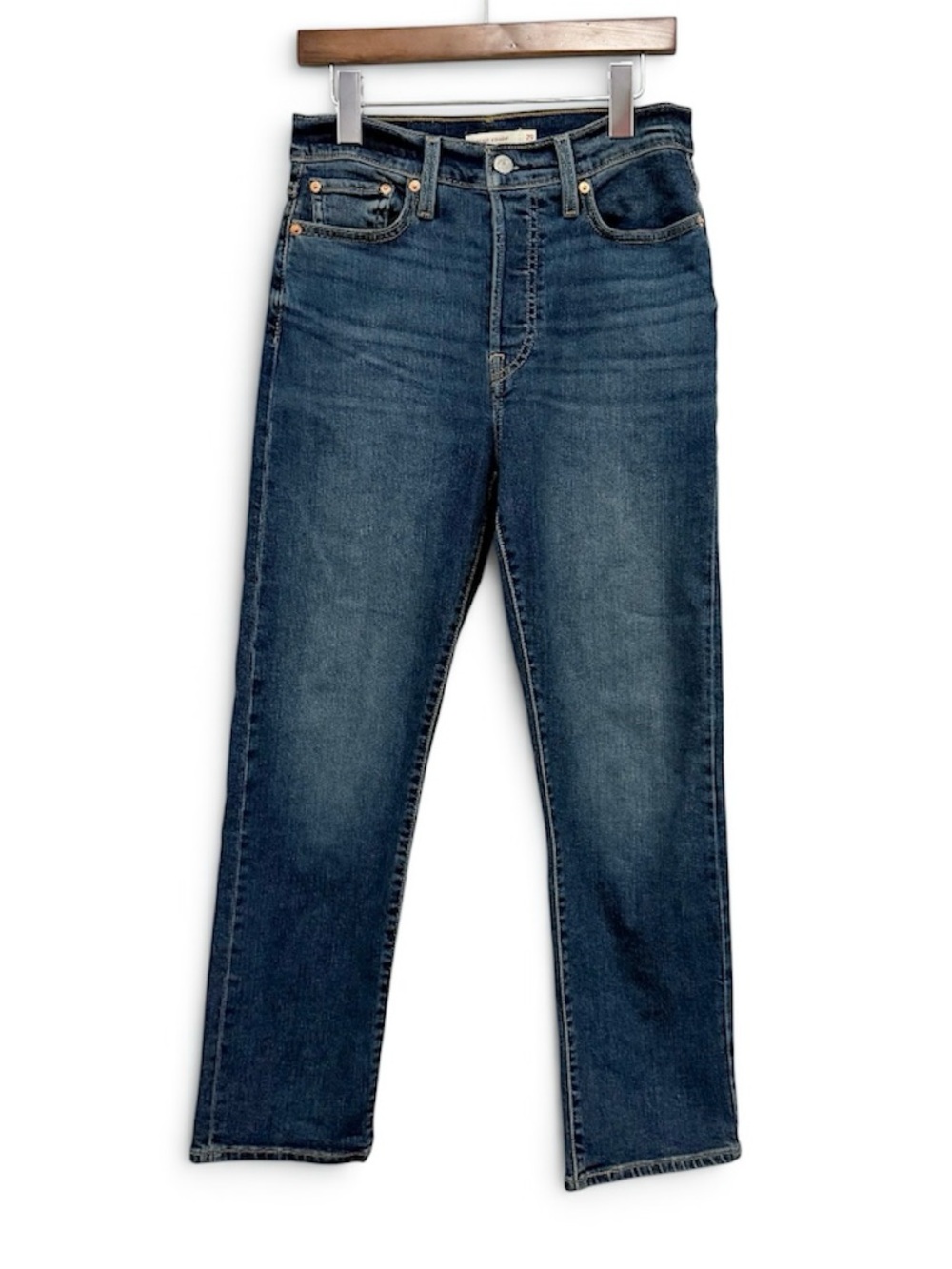 Levi's Wedgie Straight Leg Jeans High Rise Stretch 29 x 28 Ankle or Short Length